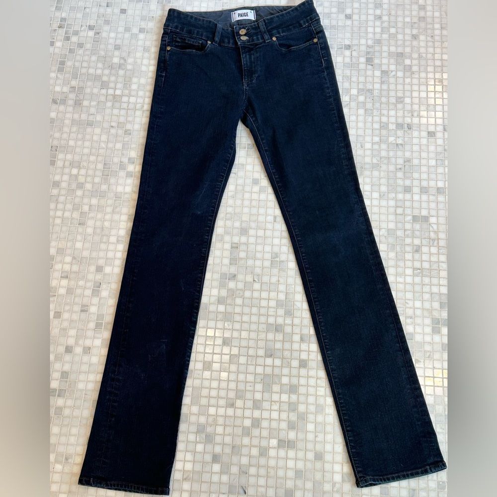 Paige Women's Hidden Hills High Rise Straight Leg Dark Wash Jean